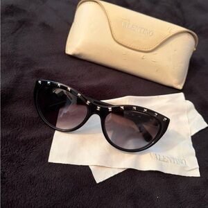Valentino Black Studded Cat-Eye Sunglasses with Gradient Lenses